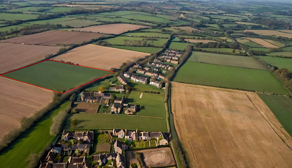 Aerial picture of green fields